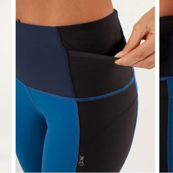 Lululemon Run Ice Queen Pant Limitless Blue Black Size 12 Like New - Picture 15 of 16